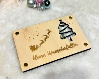 DRYSSON Wish Fulfiller Money Gift Wooden Money Card to Give Away Money Gift Idea for Birthday Wedding Christmas Greeting Card Gift