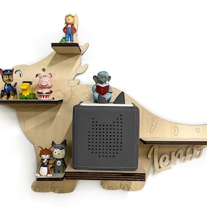 Dino music box shelf suitable for the Tonie Box Toniebox Toniebox shelf with desired name Triceratops Tonie shelf Tonie-Box