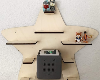 DIY shelf with desired name star suitable for the Toniebox music box to paint Tonie shelf Tonie Box shelf children's room