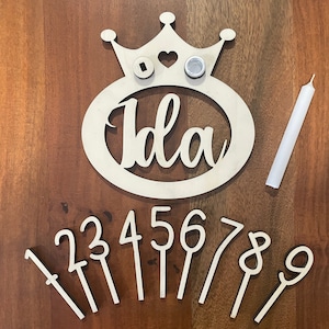 Birthday plate crown personalized name candle plate with number plug birthday wreath with numbers desired name wood 1st birthday baby