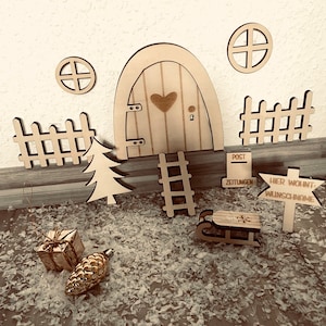 Personalisierte Wichteltür Set mit Zubehör Wichtel Adventskalender Weihnachtswichtel Tür Weihnachten Advent Geschenk für Kinder Set Geschenk