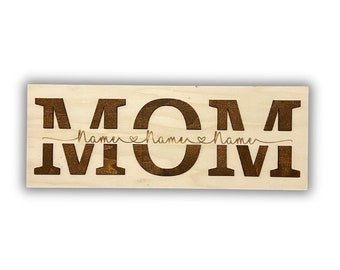 Drysson individuelles personalisiertes Geschenk zum Muttertag für Mama MOM Schild Muttertagsgeschenk Mutter personalisiert Holz individuell