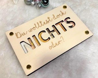 DRYSSON Nothing? Money gift made of wood Money card to give money Gift idea for birthday Wedding Christmas Greeting card Gift