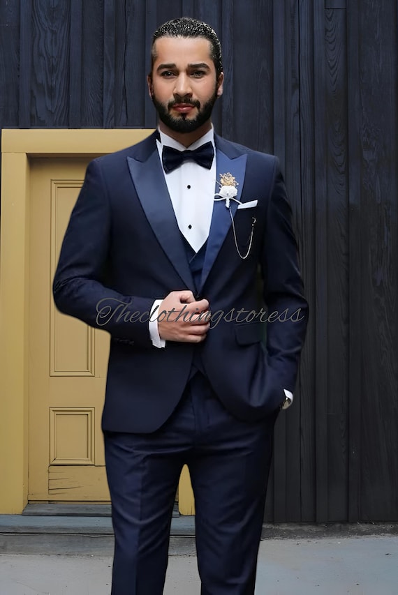 blue dress for baby girl The Heathered Navy Wedding Suit main image 1