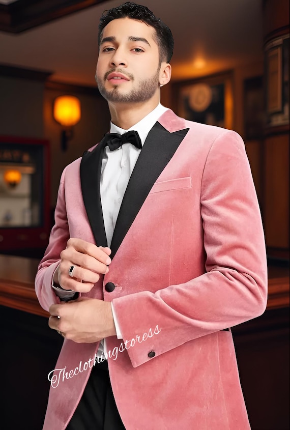 Men's Rose Velvet Blazer Suit: Bespoke Wedding Groomsmen Suit - Etsy Israel