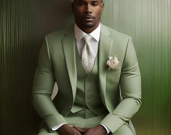 Sage green 3 piece suits , grooms men suit, outfit wedding bespoke, Parties Groomsmen Suit, Wedding Attire tailored fit formal suits