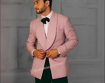 Terno masculino rosa de 2 peças: traje de casamento sob medida, terno de grife