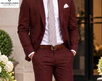 Burgundy Suit for Men, Wine Red Wedding Slim Fit Formal Blazer,  Party Wear