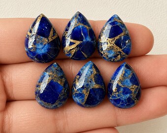 AAA+ Sapphire Blue Stone with copper, calibrated Pear 18x13mm. Both side Polished Loose Cabochons,