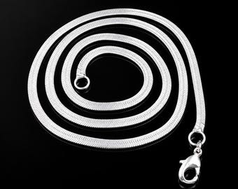 Cadena de espiga de plata de ley 925, collar plano de serpiente de plata líquida, gargantilla minimalista para combinar, joyería para el día a día, regalo para ella.