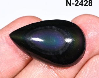 Rainbow Obsidian Cabochon ,Loose Gemstone , Smooth Polished Rainbow Obsidian Gemstone -Flat Back Rainbow Obsidian Crystal For making Jewelry