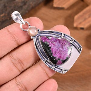 Natural Purple Ruby Zoisite Gemstone Pendant | Silver Handmade Necklace | Artisan Every Day Jewellery For Gift