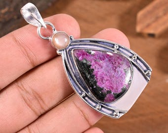 Natural Purple Ruby Zoisite Gemstone Pendant | Silver Handmade Necklace | Artisan Every Day Jewellery For Gift