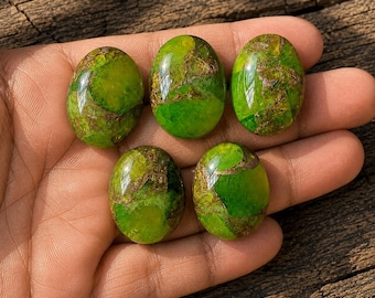 AAA+ Copper Peridot Gemstone 18x13MM. Cabochon, Flat Back, Smooth Polished, For DIY Art Craft Jewelry