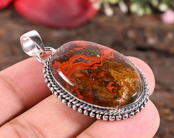 Pendentif en argent avec pierres précieuses en agate naturelle - Collier de pierres précieuses naturelles pour lui offrir
