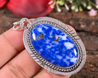Pendentif en lapis-lazuli naturel, collier en pierre précieuse bleu roi profond, pendentif en pyrite dorée, cristal de guérison, bijou chakra, cadeau