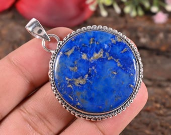 Pendentif en lapis-lazuli naturel, collier en pierre précieuse bleu roi profond, pendentif en pyrite dorée, cristal de guérison, bijou chakra, cadeau