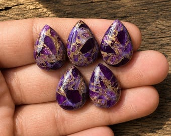 AAA+ Amethyst Purple with copper, stone  calibrated Pear. Both side Polished Loose Cabochons,