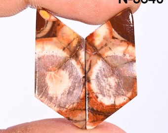Bird's Eye Jasper Cabochon Matching Pair – DIY Earring Stones