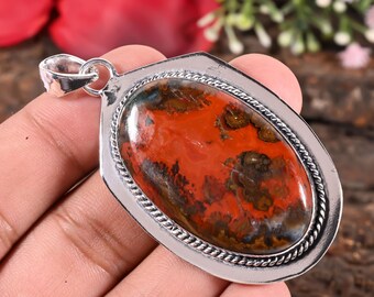 Pendentif en argent avec pierres précieuses en agate naturelle - Collier de pierres précieuses naturelles pour lui offrir