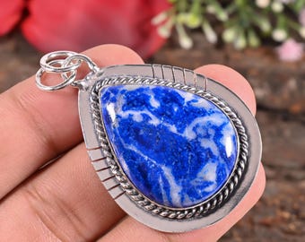 Pendentif en lapis-lazuli naturel, collier en pierre précieuse bleu roi profond, pendentif en pyrite dorée, cristal de guérison, bijou chakra, cadeau