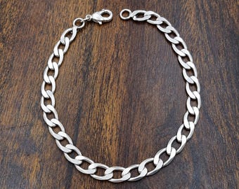 925 Sterling Silver Cuban Link Hand Chain Bracelet, Heavy Curb Statement Jewelry