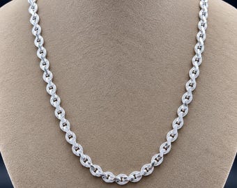 Cadena de plata de ley 925 con eslabones en forma de S, collar grueso texturizado: cadena de plata gruesa para hombre y mujer, cadena con colgante unisex, regalo de Navidad para él y para ella.