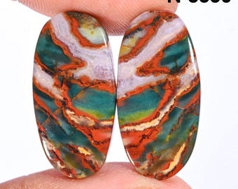 Very Rare Bloodstone Cabochon Pairs -Natural Bloodstone Matching Pairs - Cabochon Earring Pairs -Bloodstone Gemstone Pairs For Earring
