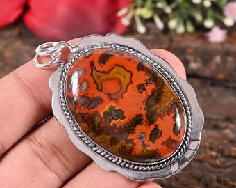 Pendentif en argent avec pierres précieuses en agate naturelle - Collier de pierres précieuses naturelles pour lui offrir