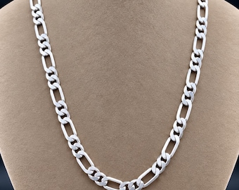 Cadena Figaro de plata para hombre, cadena gruesa de plata para hombre, collar de plata de ley 925, cadena de eslabones gruesos, cadena para mujer para combinar con otras, regalo para él.