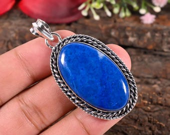 Pendentif en lapis-lazuli naturel, collier en pierre précieuse bleu roi profond, pendentif en pyrite dorée, cristal de guérison, bijou chakra, cadeau