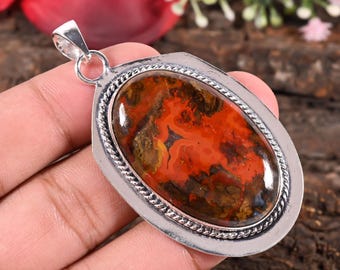Pendentif en argent avec pierres précieuses en agate naturelle - Collier de pierres précieuses naturelles pour lui offrir