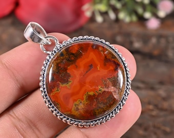 Pendentif en argent avec pierres précieuses en agate naturelle - Collier de pierres précieuses naturelles pour lui offrir