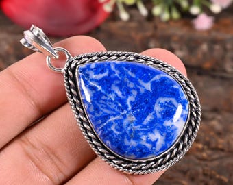 Pendentif en lapis-lazuli naturel, collier en pierre précieuse bleu roi profond, pendentif en pyrite dorée, cristal de guérison, bijou chakra, cadeau
