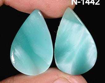 Natural Blue  Hemimorphite Cabochon Gemstone Pairs , Natural Hemimorphite jewelry Making Pairs ,Hemimorphite Crystal Cabochon, Gift For Her