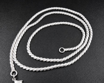 Collar de cadena de eslabones en S de plata de ley 925 de 45-76 cm, gargantilla plana retorcida para hombres y mujeres, regalo minimalista para combinar con otras joyas.