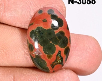 Rare Green Ocean Jasper Cabochon – Flat Back Gemstone Pendant