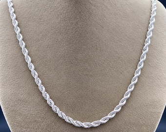 Cadena fina de plata de 2 mm, collar de plata de ley 925: cadena para hombre y mujer de 16 a 30 pulgadas, cadena con colgante unisex, regalo de Navidad para él y para ella.