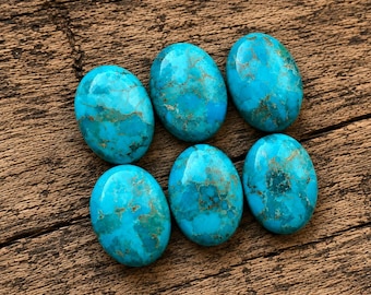 AAA+ Mohave Turquoise Cabochon: Oval Flat Back Gemstone