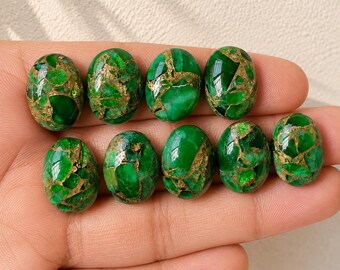 AAA+Emerald Green Copper Composite Stone – Oval 18x13mm Loose Gemstone for Jewelry Making