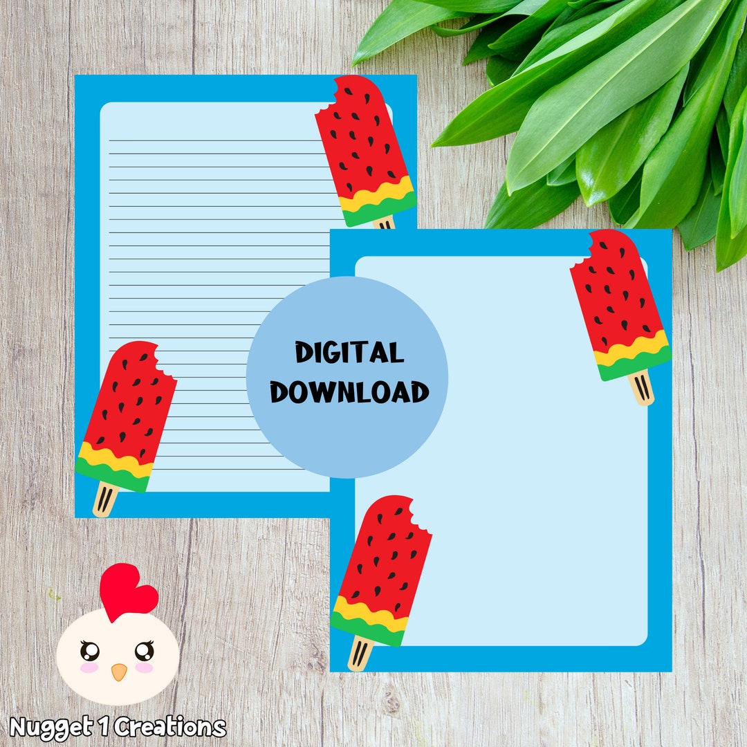 Printable Stationery | Watermelon Popsicle Theme | US Letter Size ...