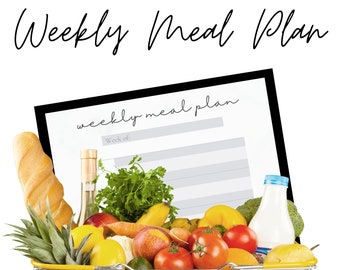 Meal Planner Printable | Weekly Meal Planner | Menu Planner | Meal Planner | Meal Prep | Weekly Planner | Week Meal Plan | Black & White