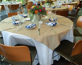 Burlap Overlay 60" × 60" 100% Natural Jute Tablecloths Table Covers Wedding 