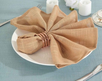 17x17 BeigeWhite A/&MT Floral Embroidered LinenCloth Reusable Dinner Napkins; Set of 4 pieces