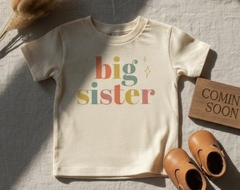 Camiseta de hermana mayor para bebé, camiseta de anuncio de bebé, camiseta de revelación de embarazo, regalo retro de hermana mayor, camiseta de niña pequeña, camiseta de hermano