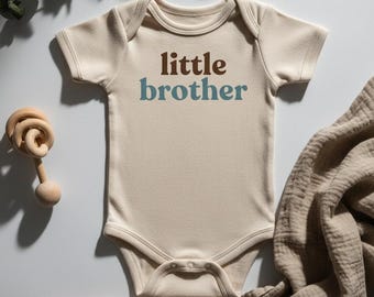 Little Brother Baby Bodysuit, Retro Sibling Outfit, Lil Brother Infant Romper, Natural Newborn Clothes, Baby Shower Gift, Cute Baby Shirt