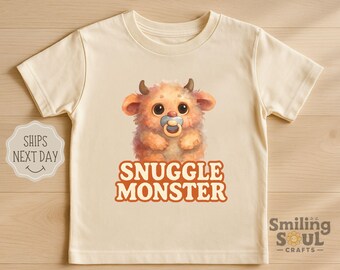 Snuggle Monster Toddler T-Shirt - Cute Fall Kids Halloween Tee, Cozy Unisex Shirt for Boys or Girls, Fun Gift for Toddlers and Preschoolers