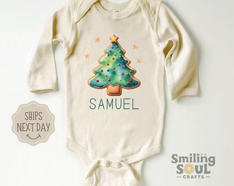 Baby Christmas Outfit Personalized Baby Bodysuit Custom Baby Christmas Gift Newborn Outfit Baby Boy Girl Name Bodysuit Holiday Clothes