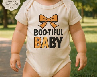 Boo-tiful Baby Girl Bodysuit, Halloween Baby Outfit, Cute Fall Retro Newborn Bodysuit, Infant Girl Halloween Costume, Baby Shower Gift