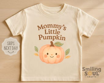 Mommy’s Little Pumpkin Toddler T-Shirt, Cute Retro Fall Halloween Shirt for Kids, Natural Autumn Tee for Boys and Girls, Unisex Outfit